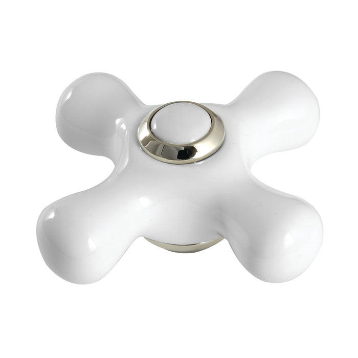 Kingston KSDH23665PX Porcelain Cross Handle, Diverter for Tub Filler, Polished Nickel