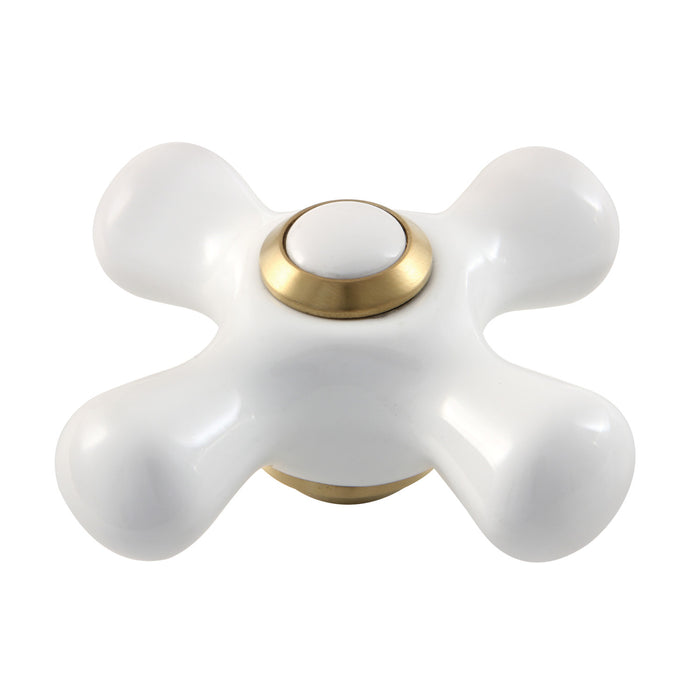 Kingston KSDH23675PX Porcelain Cross Handle, Diverter for Tub Filler, Brushed Brass