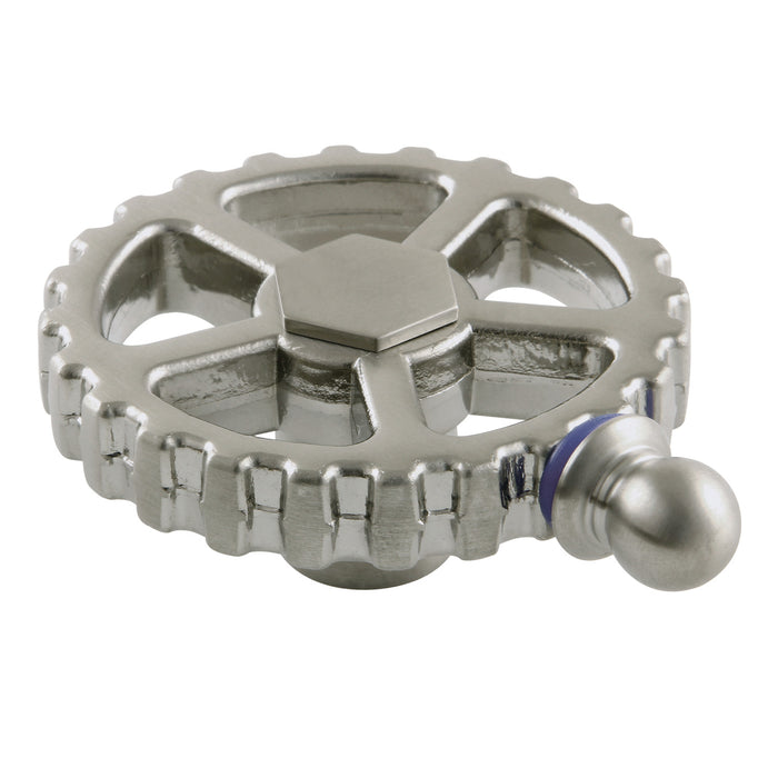Kingston Fuller KSH2948CGC Brass Industrial Style Machine Gear Wheel Handle (Cold Side), Brushed Nickel