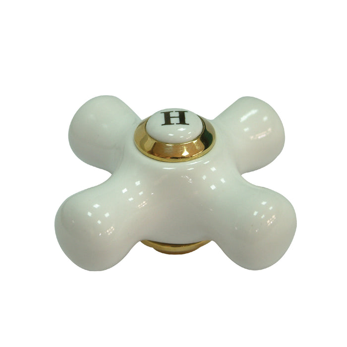 KSH3602PXH Hot Porcelain Cross Handle, Polished Brass