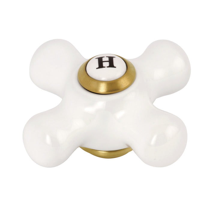 KSH3607PXH Hot Porcelain Cross Handle, Brushed Brass