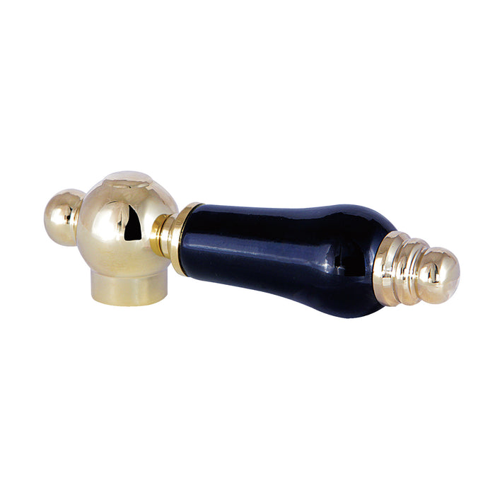 Kingston Duchess KSH3952PKL Black Porcelain Lever Handle, Polished Brass