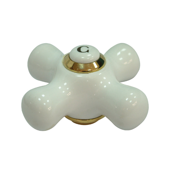 Kingston KSH3952PXC Porcelain Cross Handle (Cold Side), Polished Brass