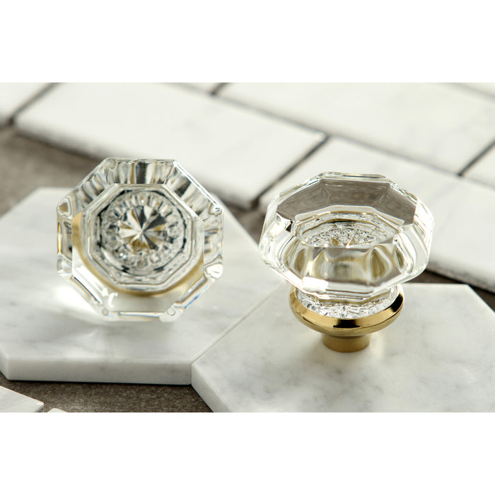 Kingston Celebrity KSH4462WCL Crystal Octagonal Knob Handle, Polished Brass