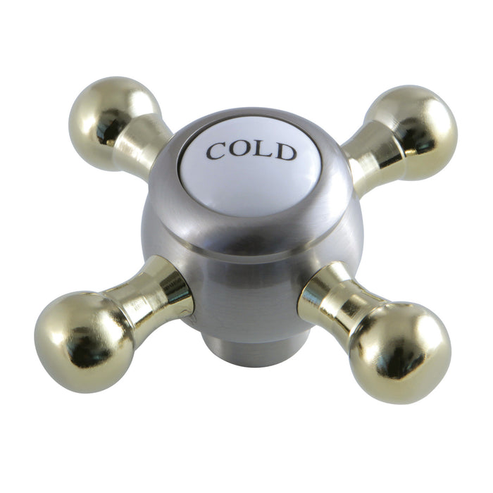 Kingston KSH4469BXC Brass Cross Handle (Cold Side), Brushed Nickel/Polished Brass
