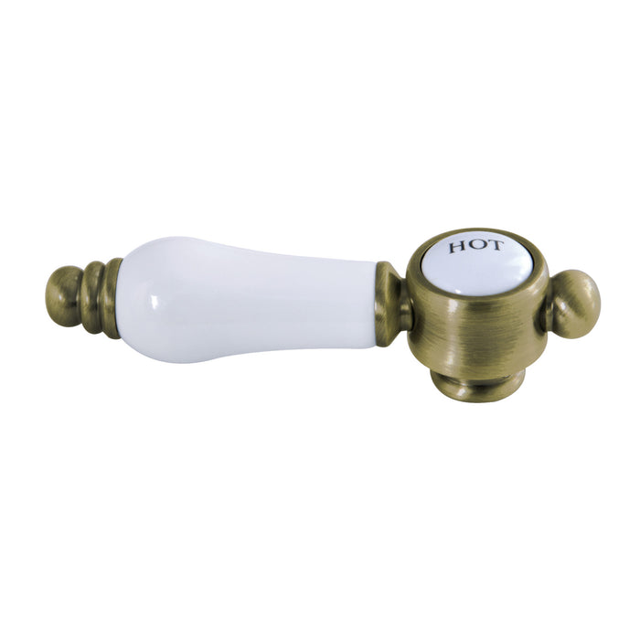 Kingston Bel-Air KSH7613BPLH Brass with Porcelain Lever Handle (Hot Side), Antique Brass
