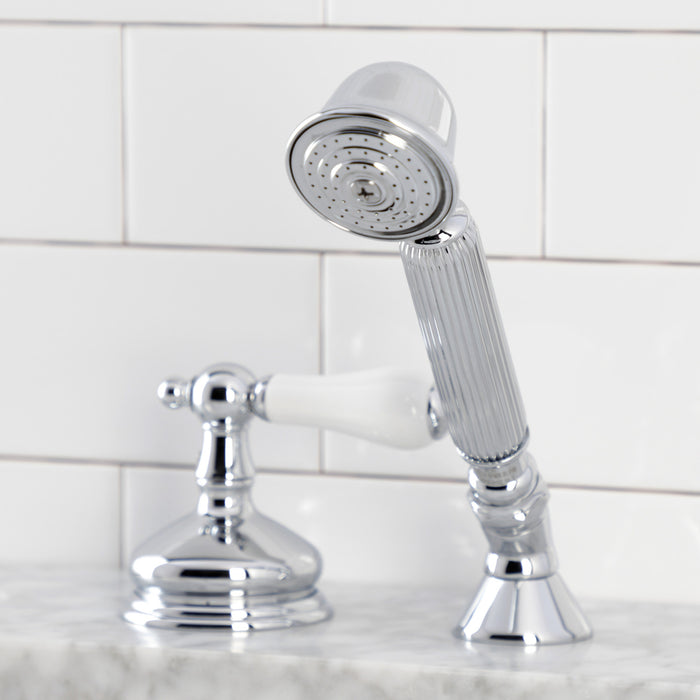 Kingston Heirloom KSK3331PLTRDeck Mount Hand Shower with Diverter for Roman Tub Faucet, Polished Chrome
