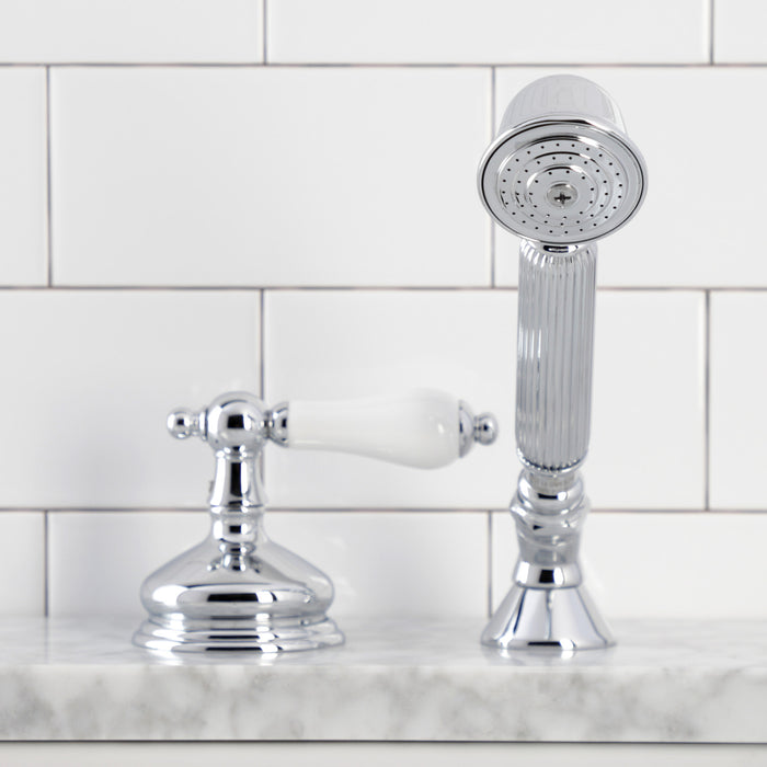 Kingston Heirloom KSK3331PLTRDeck Mount Hand Shower with Diverter for Roman Tub Faucet, Polished Chrome