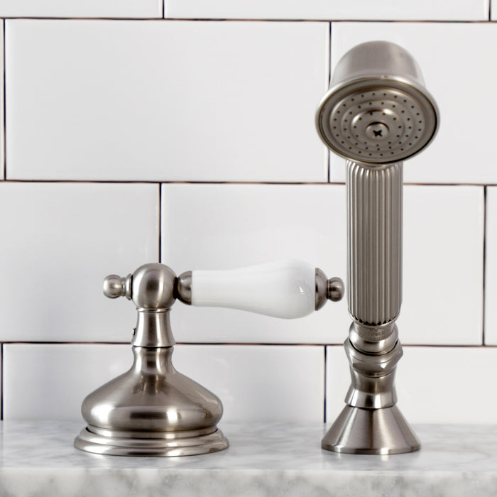Kingston Heirloom KSK3338PLTRDeck Mount Hand Shower with Diverter for Roman Tub Faucet, Brushed Nickel