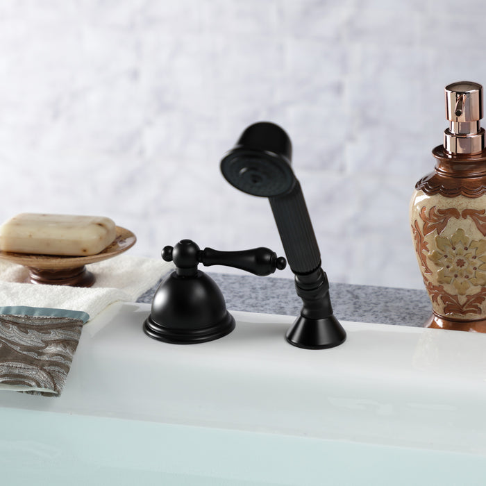 Kingston Heirloom KSK3350ALTR - Vintage Deck Mount Hand Shower with Diverter for Roman Tub Faucet, Matte Black