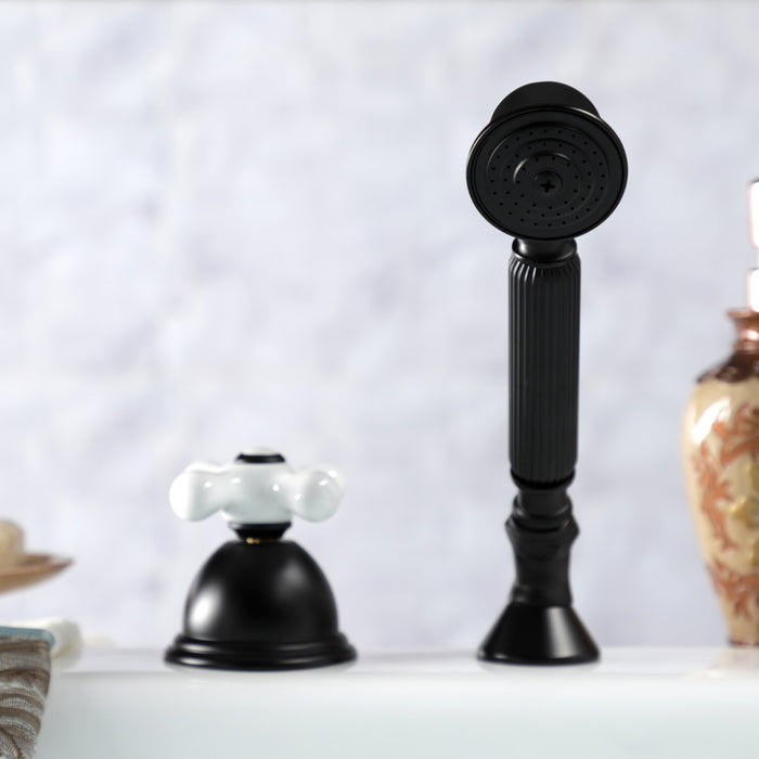 Kingston Heirloom KSK3350PXTR - Vintage Deck Mount Hand Shower with Diverter for Roman Tub Faucet, Matte Black