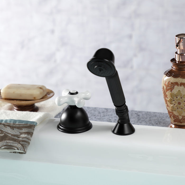 Kingston Heirloom KSK3350PXTR - Vintage Deck Mount Hand Shower with Diverter for Roman Tub Faucet, Matte Black