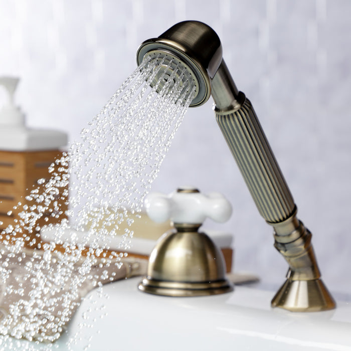 Kingston Heirloom KSK3353PXTR - Vintage Deck Mount Hand Shower with Diverter for Roman Tub Faucet, Antique Brass