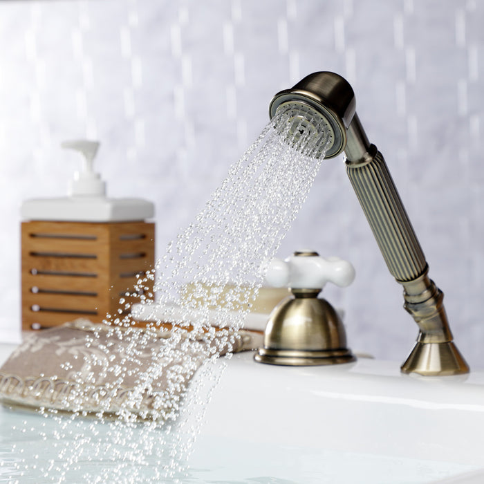 Kingston Heirloom KSK3353PXTR - Vintage Deck Mount Hand Shower with Diverter for Roman Tub Faucet, Antique Brass