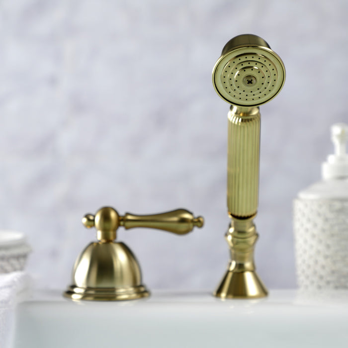 Kingston Heirloom KSK3357ALTR - Vintage Deck Mount Hand Shower with Diverter for Roman Tub Faucet, Brushed Brass
