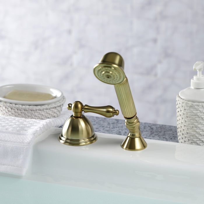 Kingston Heirloom KSK3357ALTR - Vintage Deck Mount Hand Shower with Diverter for Roman Tub Faucet, Brushed Brass