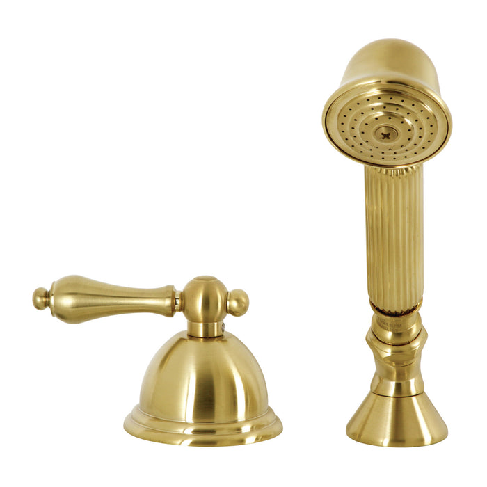 Kingston Heirloom KSK3357ALTR - Vintage Deck Mount Hand Shower with Diverter for Roman Tub Faucet, Brushed Brass