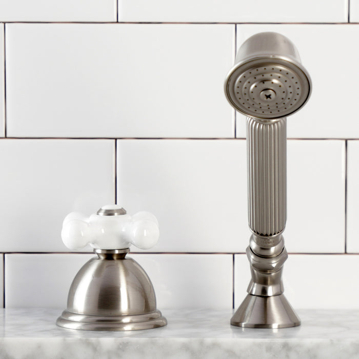 Kingston Heirloom KSK3358PXTR - Vintage Deck Mount Hand Shower with Diverter for Roman Tub Faucet, Brushed Nickel