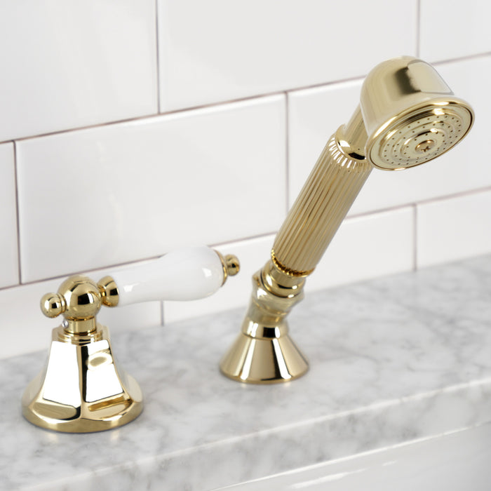 KSK4302PLTR Deck Mount Hand Shower with Diverter for Roman Tub Faucet, Polished Brass