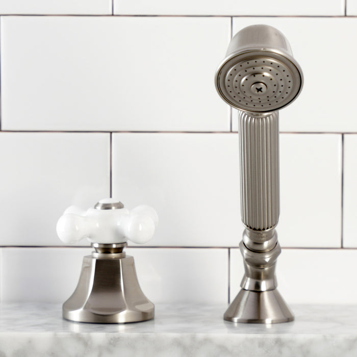 Kingston Tulare KSK4308PXTRDeck Mount Hand Shower with Diverter for Roman Tub Faucet, Brushed Nickel