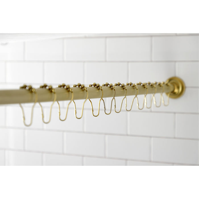 Edenscape KSR607 60-Inch to 72-Inch Adjustable Shower Curtain Rod with Rings Combo, Brushed Brass