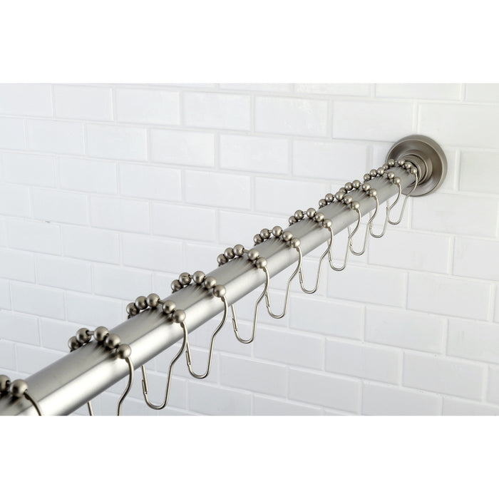 Edenscape KSR608 60-Inch to 72-Inch Adjustable Shower Curtain Rod with Rings Combo, Brushed Nickel