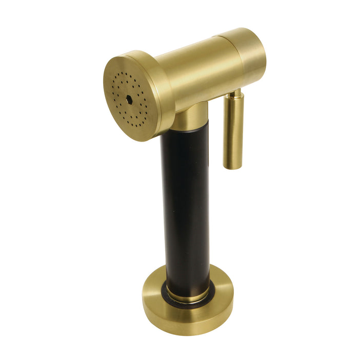 KSSPR7K Brass Kitchen Faucet Side Sprayer with Black Grip, Brushed Brass