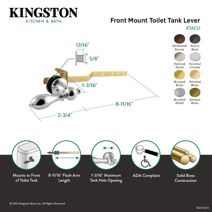 Kingston Heirloom KTACL7 - American Classic Front Mount Toilet Tank Lever, Brushed Brass