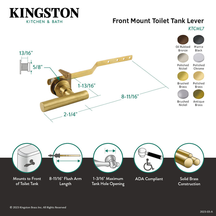 Manhattan KTCML2 Front Mount Toilet Tank Lever, Polished Brass