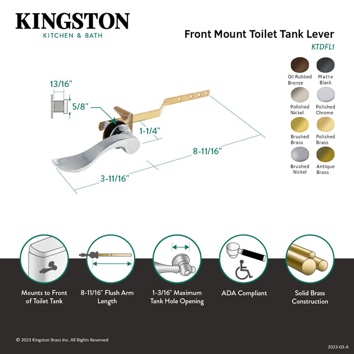 Kingston Tulare KTDFL3 - NuWave Front Mount Toilet Tank Lever, Antique Brass