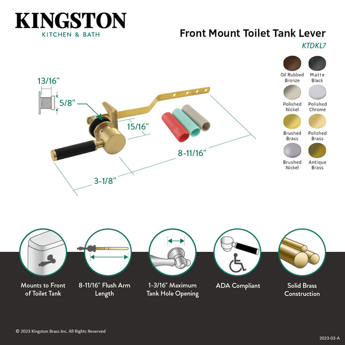 Kaiser KTDKL2 Front Mount Toilet Tank Lever, Polished Brass