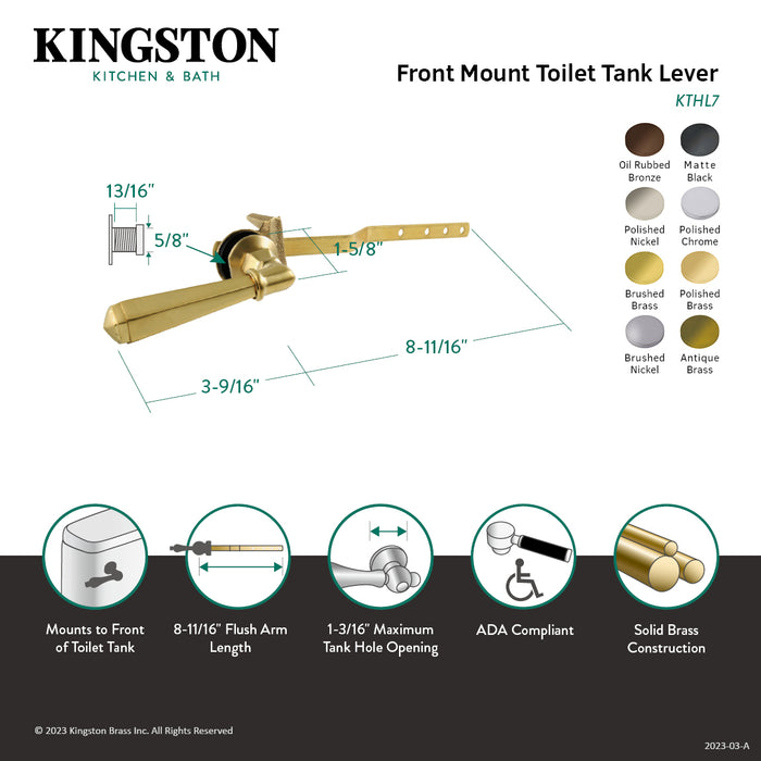 Kingston Tulare KTHL3 - Metropolitan Front Mount Toilet Tank Lever, Antique Brass