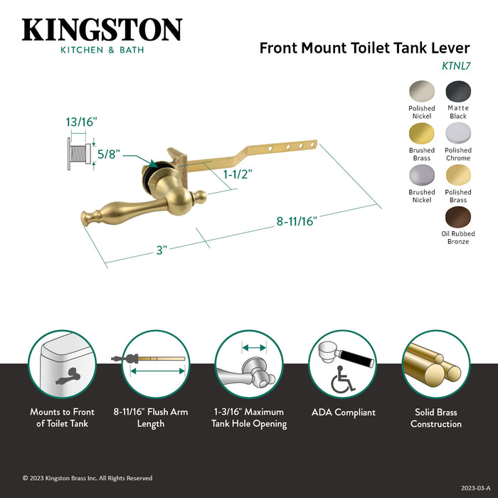 Kingston Heirloom KTNL2 - Naples Front Mount Toilet Tank Lever, Polished Brass