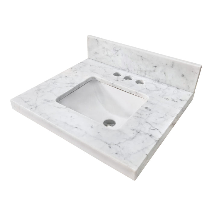 Fredrickson KVPB1917M34SQ 19-Inch Carrara Marble Vanity Sink Top (4" Faucet Drillings), Carrara White
