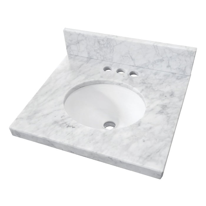 Fredrickson KVPB1917M34 19-Inch Carrara Marble Vanity Sink Top (4" Faucet Drillings), Carrara White