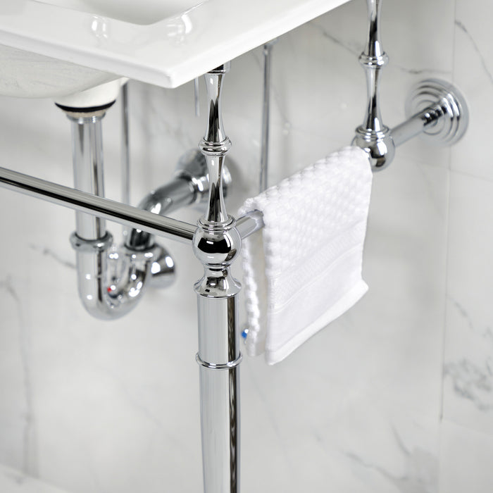 Kingston Heirloom KVPB24187W1CP - Edwardian 24-Inch Ceramic Console Sink with Brass Legs (1-Hole), White/Polished Chrome