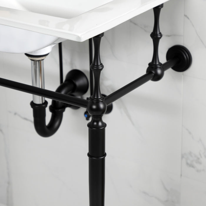 Edwardian KVPB24187W8MB 24-Inch Console Sink with Brass Legs (8-Inch, 3 Hole), White/Matte Black