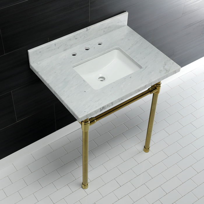 Dreyfuss KVPB30M8SQ7ST Console Sink, Marble White/Brushed Brass