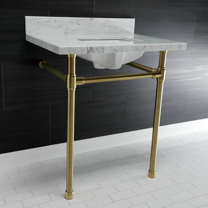 Dreyfuss KVPB30M8SQ7ST Console Sink, Marble White/Brushed Brass