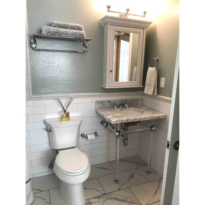 Kingston Tulare KVPB30MA1 - Templeton 30-Inch Carrara Marble Vanity Top with Acrylic Legs (8-Inch, 3-Hole), Carrara Marble White/Polished Chrome