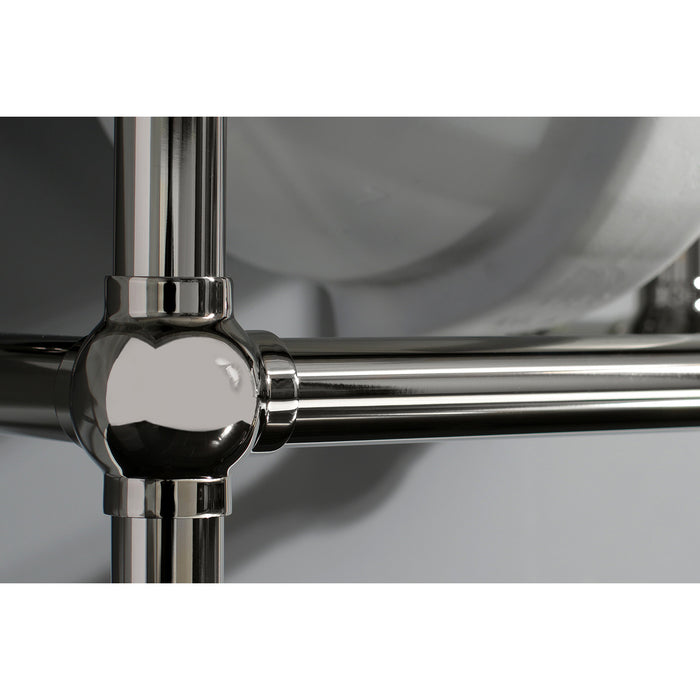 Kingston Heirloom KVPB3630MB6 - Templeton 36-Inch Carrara Marble Vanity Top with Brass Legs (8-Inch, 3-Hole), Carrara Marble White/Polished Nickel