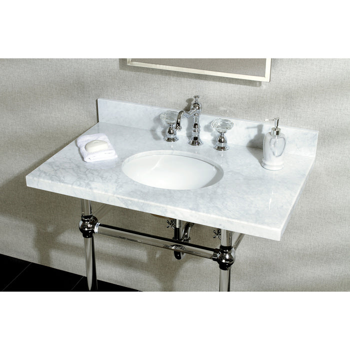 Fauceture KVPB36MA1 36-Inch Marble Console Sink with Acrylic Feet, Carrara Marble/Polished Chrome