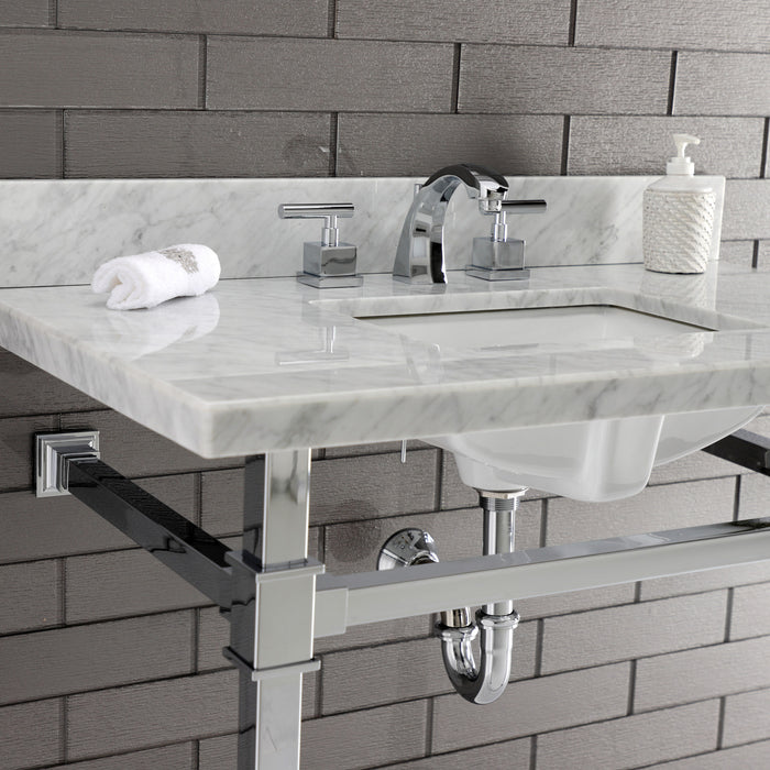 Fauceture KVPB36MSQ1 36-Inch Carrara Marble Console Sink, Marble White/Polished Chrome