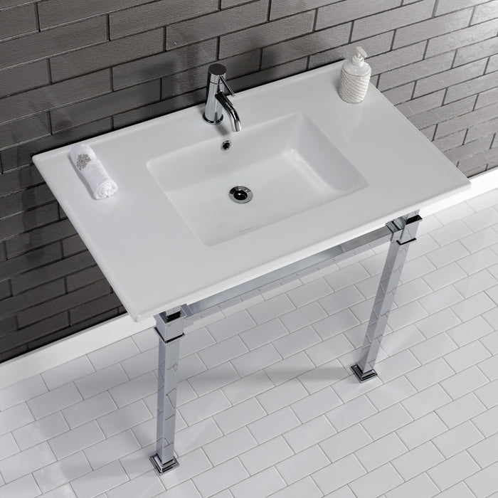 Fauceture KVPB37221Q1 37-Inch Ceramic Console Sink Set, White/Polished Chrome