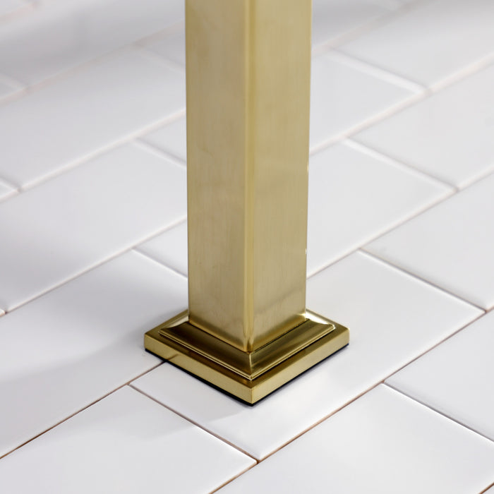 Kingston Sona KVPB37221Q7 - Monarch 37-Inch Ceramic Console Sink with Stainless Steel Legs (1-Hole), White/Brushed Brass