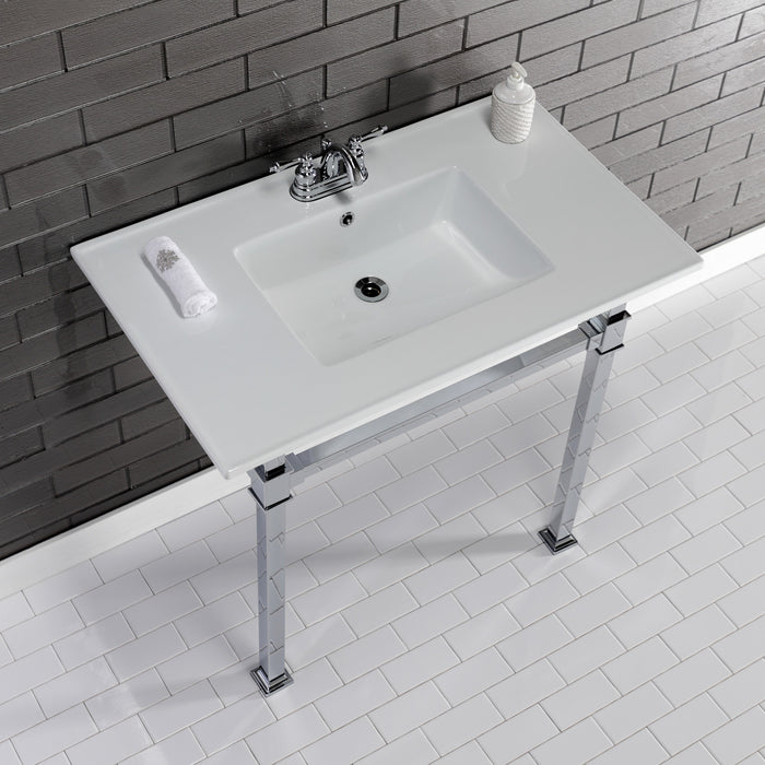 Fauceture KVPB37224Q1 37-Inch Ceramic Console Sink Set, White/Polished Chrome