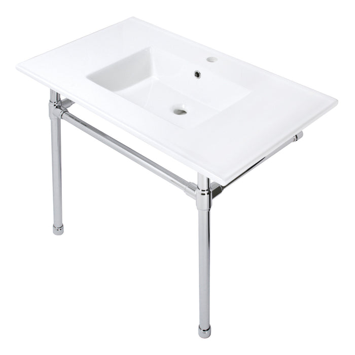 Dreyfuss KVPB3722711 37-Inch Ceramic Console Sink Set, White/Polished Chrome