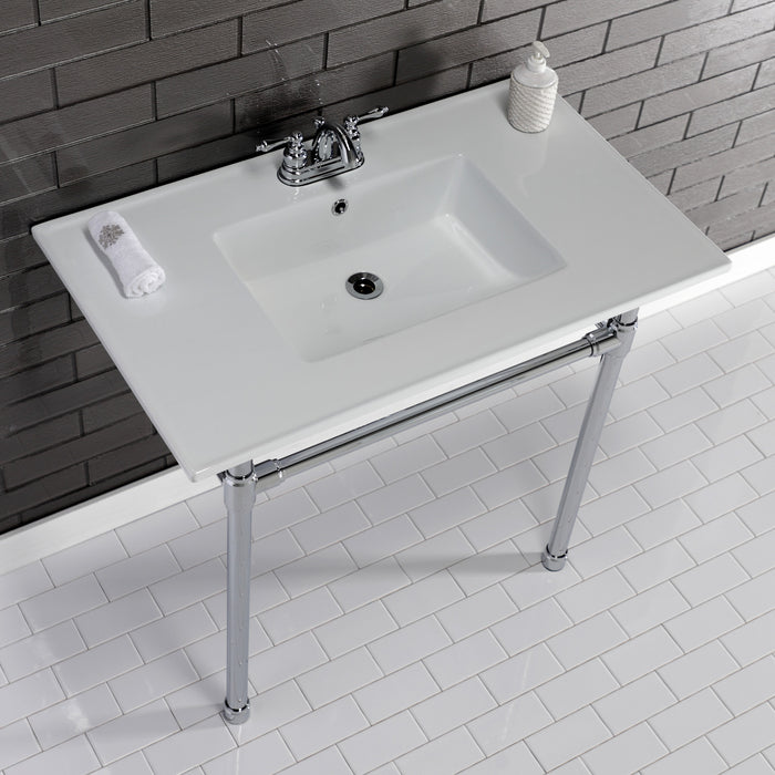 Dreyfuss KVPB37227W41 37-Inch Ceramic Console Sink Set, White/Polished Chrome