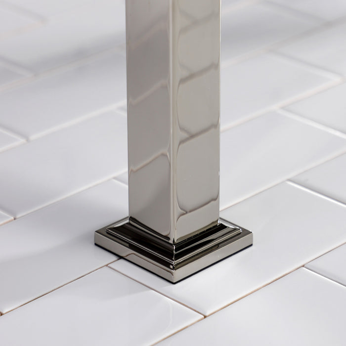 Monarch KVPB37228Q6 37-Inch Ceramic Console Sink with Stainless Steel Legs (8-Inch, 3-Hole), White/Polished Nickel