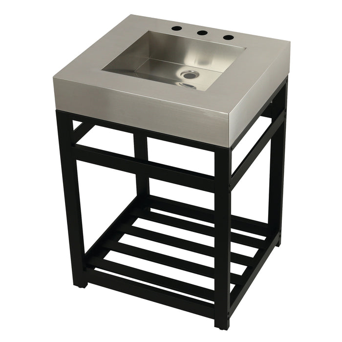 Kingston Commercial KVSP2522A0 Stainless Steel Console Sink, Brushed/Matte Black